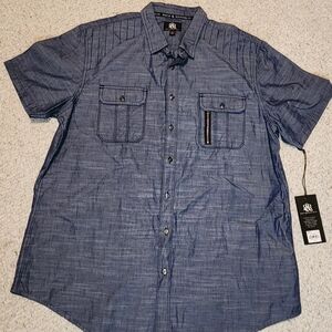Vintage. Rock & Republic Men's Denim Blue Button Down Shirt